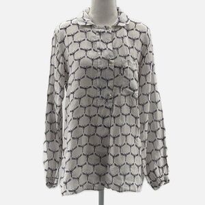 Roberta Freymann Linen Popover Long Sleeve Stamped Dragonfly Tunic Top - Sz XS